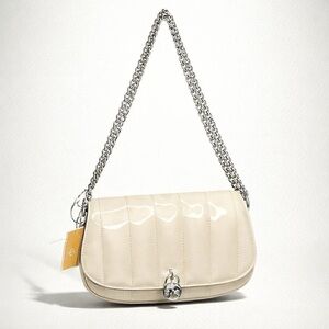 Michael Kors Beige Crossbody Bag with Silver Chain